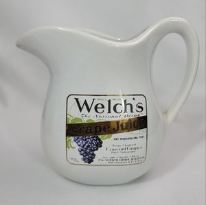 Vtg Welch's Grape Juice Advertisement Ceramic Pitcher USA